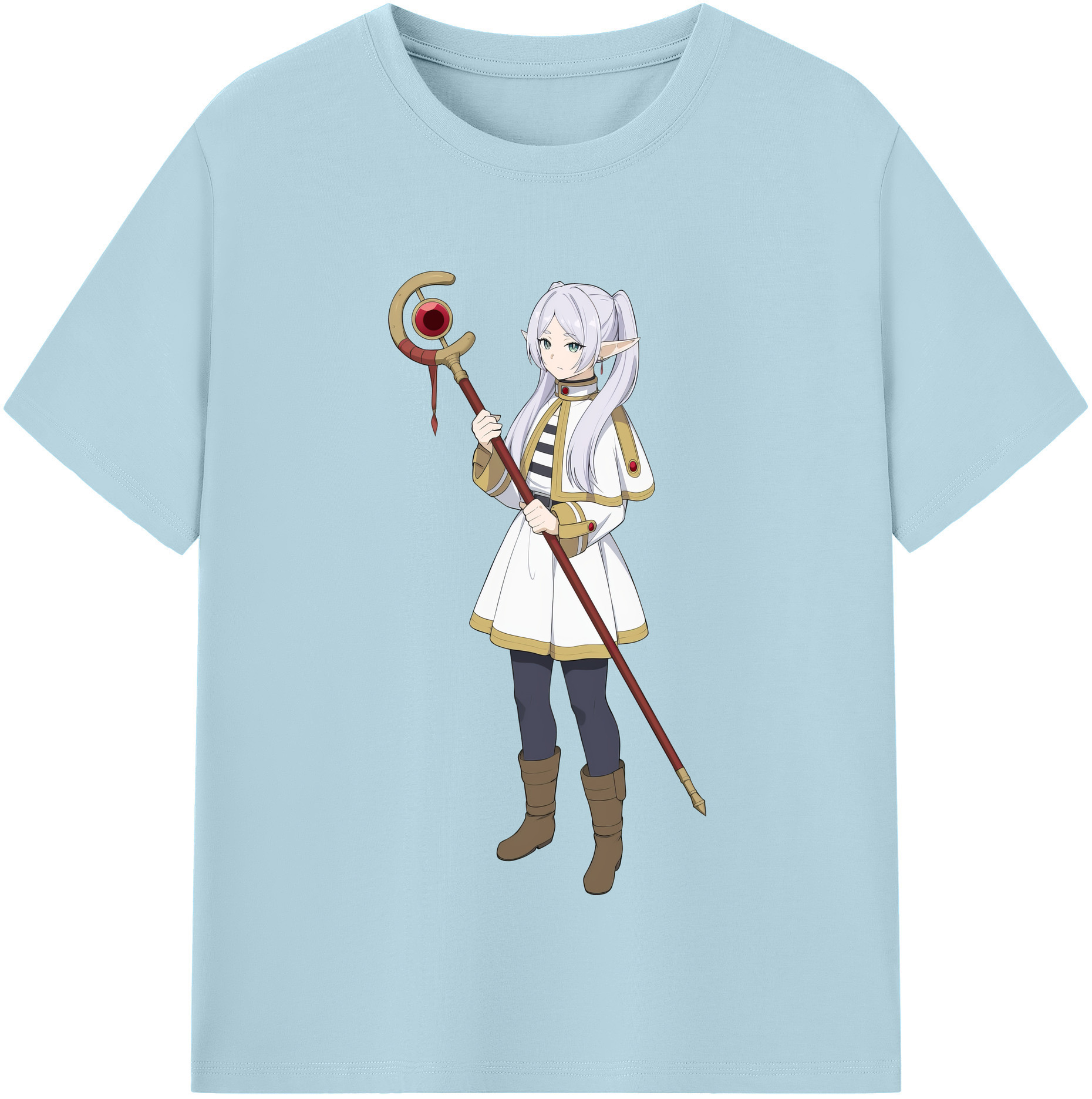 （画像用） 葬送のフリーレン Frieren 綿100％半袖Tシャツ（フロントプリント）